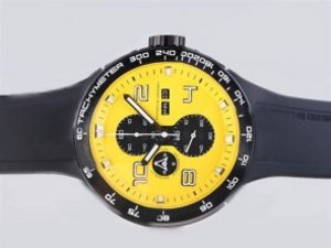 Replica Porsche Design Watch Flat 6 Working Chronograph PVD Case With Yellow Dial-Same Structure As