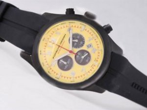 Replica Porsche Design Watch Indicator Working Chronograph PVD Case With Yellow Dial