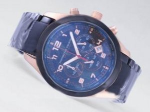 Replica Porsche Design Watch Indicator Working Chronograph Rose Gold Case With Black Dial-PVD Strap