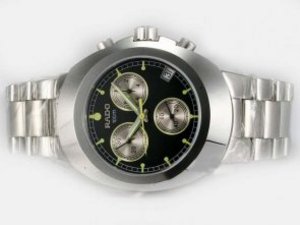 Replica Rado DiaStar Watch Chronograph Swiss ETA Movement Black Dial With Green Marking