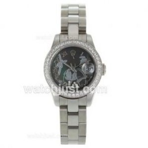 Brilliant Rolex Datejust Automatic Diamond Bezel Roman Markers with Black MOP Dial|PRDW495