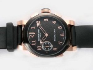 Replica Romain Jerome Watch Titanic-DNA Automatic Rose Gold Case Black Dial