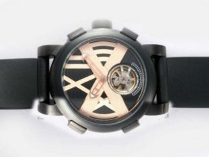 Replica Romain Jerome Watch Titanic-DNA Tourbillon Automatic PVD Case Black Dial