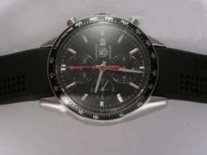 Replica Tag Heuer Carrera Chronograph Watch Chronograph Swiss Valjoux 7750 Movement Black Dial And B