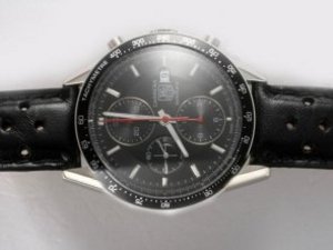 Replica Tag Heuer Carrera Chronograph Watch Chronograph Swiss Valjoux 7750 Movement Black Dial And B