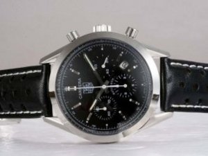 Replica Tag Heuer Carrera Chronograph Watch Chronograph Swiss Valjoux 7750 Movement Black Dial