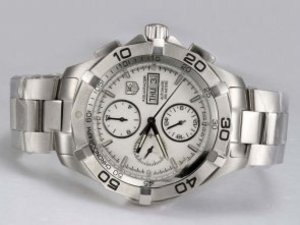 Replica Tag Heuer Aquaracer Watch Chrono Day-Date White Dial Same Chassis As 7750-High Quality