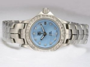 Replica Tag Heuer Link Watch 200 Meters Diamond Bezel And Marking With Blue Dial Lady Size