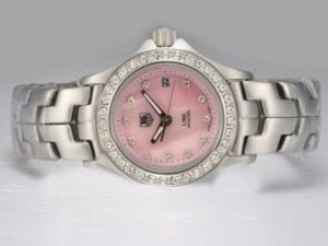 Replica Tag Heuer Link Watch 200 Meters Diamond Bezel And Marking With Pink Dial Lady Size