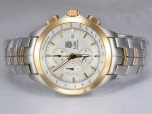 Replica Tag Heuer Link Watch 200 Meters Working Chronograph AR Coating-Two Tone White Dial Same Chas