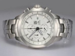 Replica Tag Heuer Link Watch 200 Meters Working Chronograph AR Coating White Dial Same Chassis As 77