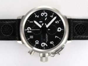 Replica U-Boat Flight Deck Watch Chronograph Swiss Valjoux 7750 Movement Black Dial-White Marking
