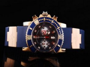 Replica Ulysse Nardin Watch Marine Chronograph Quartz Movement RG Case with Blue Dial and Blue Bezel