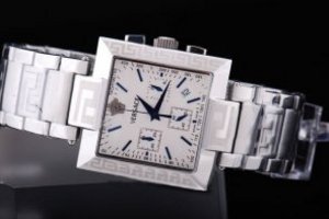 Replica Versace Watch Quartz Movement Full White with Bule Mark