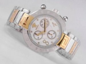 Replica Versace Watch Working Chronograph Two Tone with White Dial