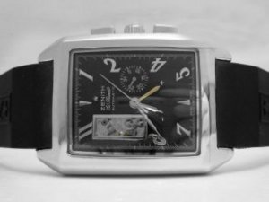 Replica Zenith Watch Grand Port Royal Open Automatic Black Dial with Rubber Strap