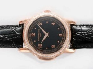 Replica Patek Philippe Klocka Classic Rose Gold Case - Diamond Bezel