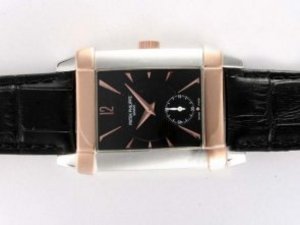 Replica Patek Philippe Watch Gondolo 5111 manuell Two Tone Case med svart urtavla